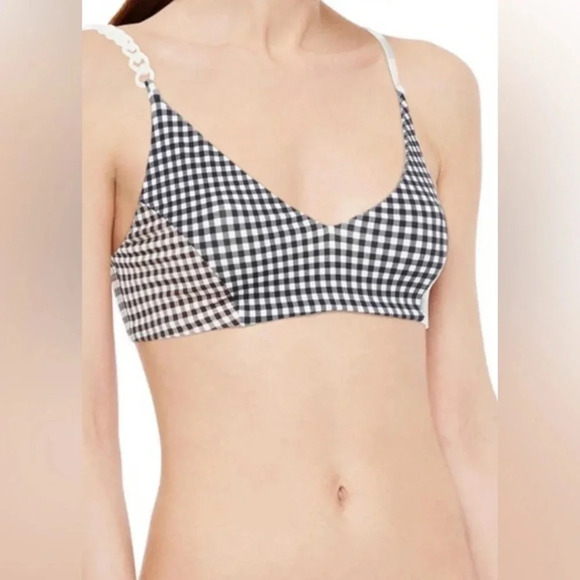 Marysia Suffolk Multi Smores Gingham Lucite Chain Strap Bikini Top Size Large - Picture 1 of 10